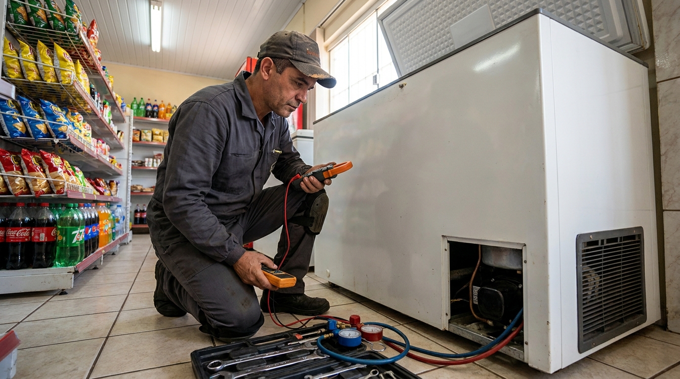 Reparo na placa eletrônica do freezer em Palmas‑TO