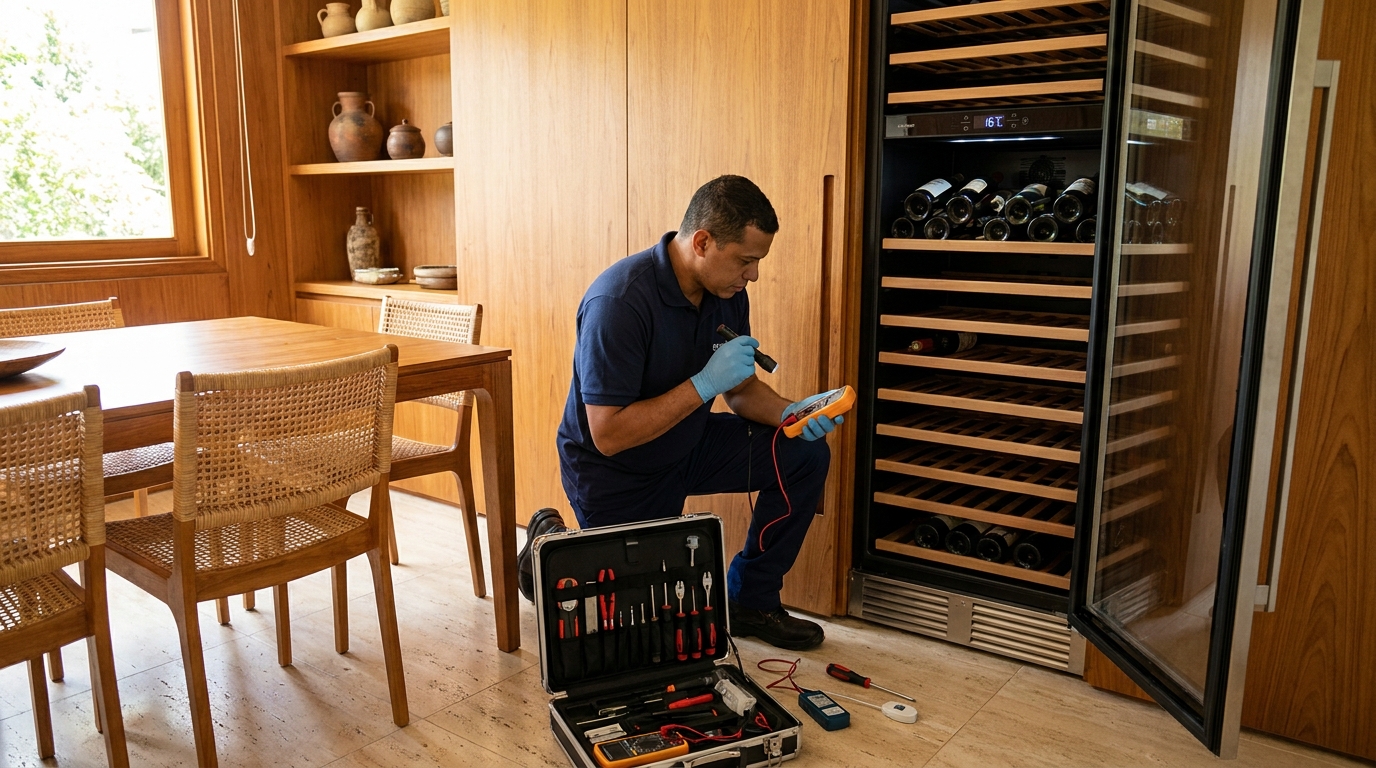 Substituição de termostato em adega climatizada em visita técnica em Palmas‑TO