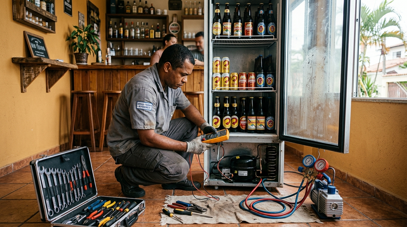 Substituição de termostato de cervejeira em serviço técnico em Palmas‑TO
